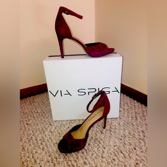 Via Spiga Shoes - Via Spiga Burgundy, 4 inch ankle strap heels.